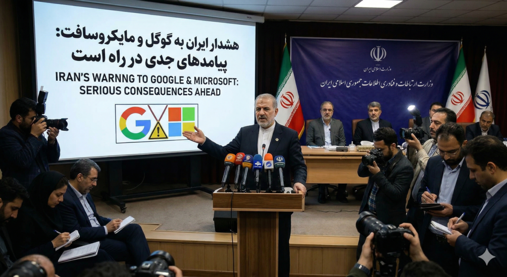 ईरान ने गूगल और माइक्रोसॉफ्ट को दी सनसनीखेज चेतावनी: “दुश्मन की तकनीकी इंफ्रास्ट्रक्चर” बताकर बनाया निशाना – पूरी घटना, खतरा और भारत पर असर