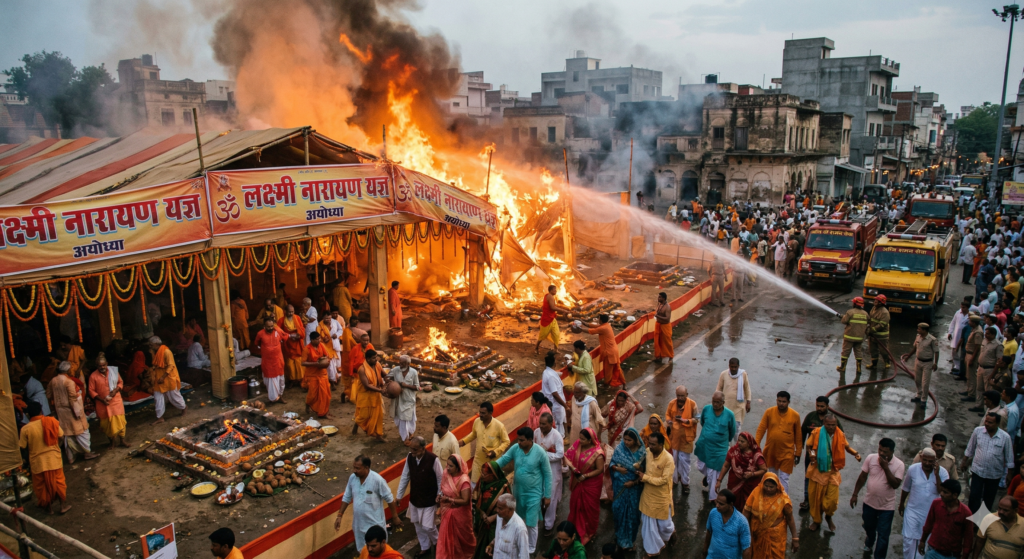 अयोध्या में लक्ष्मी नारायण यज्ञ के दौरान भीषण आग: भगदौड़ मच गई, कई घायल – 27 मार्च 2026 की पूरी घटना और अपडेट
