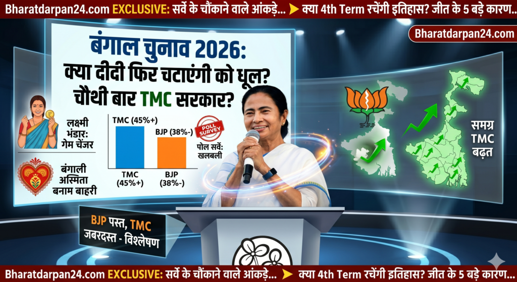 बंगाल चुनाव 2026: क्या फिर चलेगा ममता का जादू? इस इकलौते सर्वे ने उड़ाई विरोधियों की नींद, जानें TMC की जीत के 5 बड़े कारण