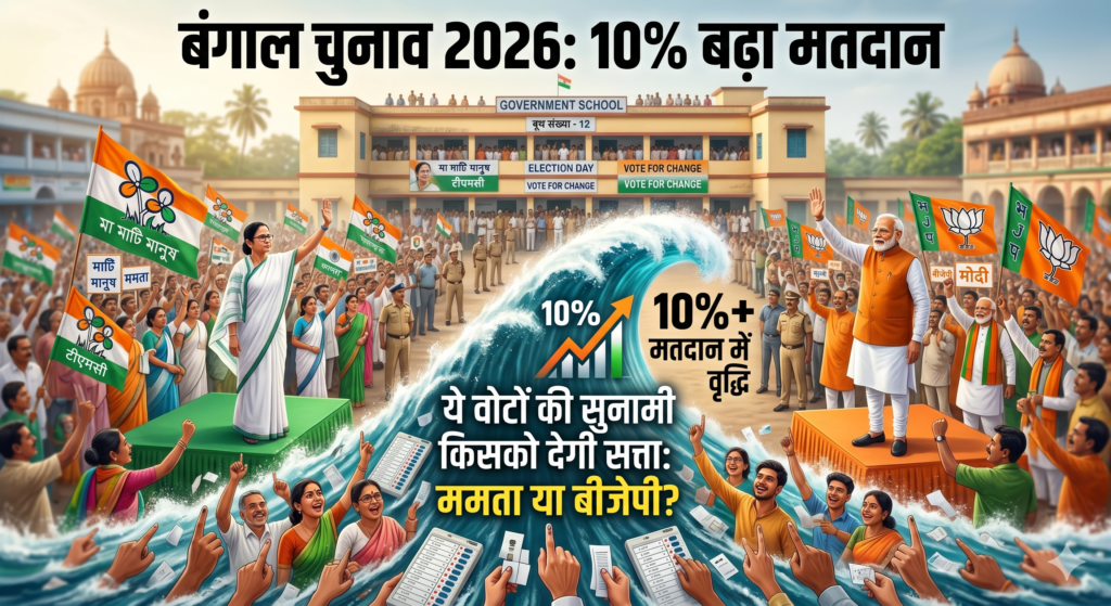 बंगाल चुनाव में 10% बढ़ा मतदान: ये वोट सुनामी                 ये फायदा किसको पहुंचाएगी या ?