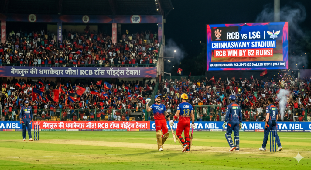 RCB vs LSG: बेंगलुरु का ‘विराट’ प्रहार, लखनऊ की करारी हार; पॉइंट्स टेबल के शिखर पर पहुंची आरसीबी