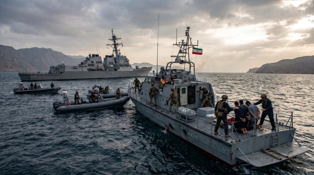 US Navy का होर्मुज ऑपरेशन: ईरानी जहाज पर गोलीबारी, फिर कब्जा