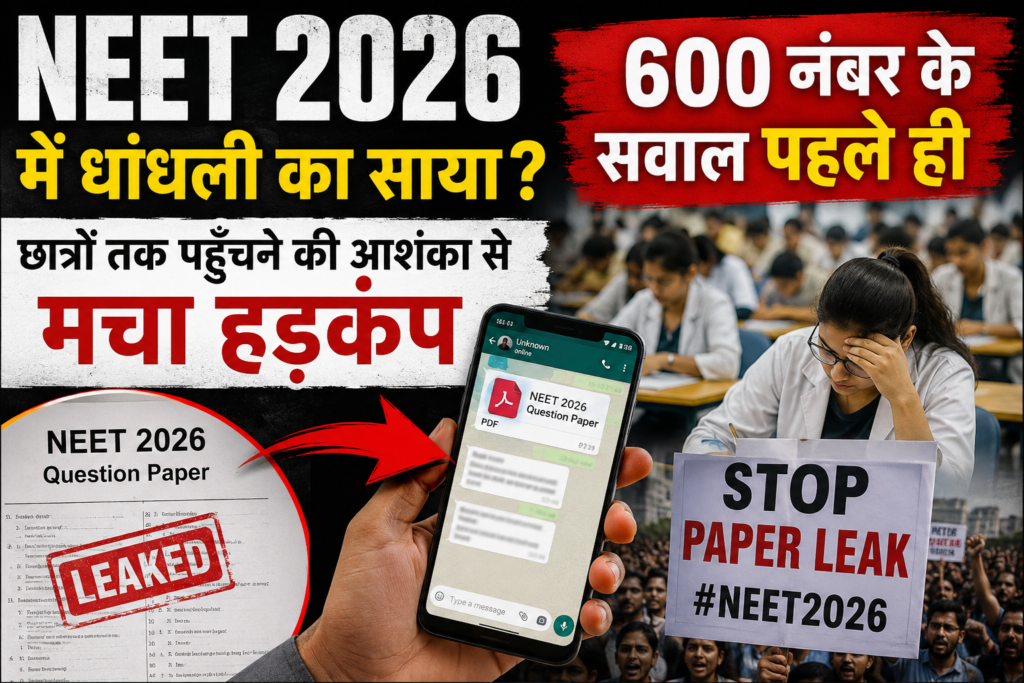 NEET 2026 में धांधली का साया? 600 नंबर के सवाल पहले ही छात्रों तक पहुँचने की आशंका से मचा हड़कंप