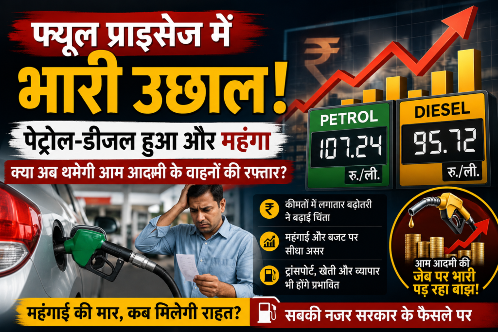 फ्यूल प्राइसेज में भारी उछाल: पेट्रोल-डीजल हुआ ₹3 से ₹3.25 प्रति लीटर और महंगा, क्या अब थमेगी आम आदमी के वाहनों की रफ्तार?