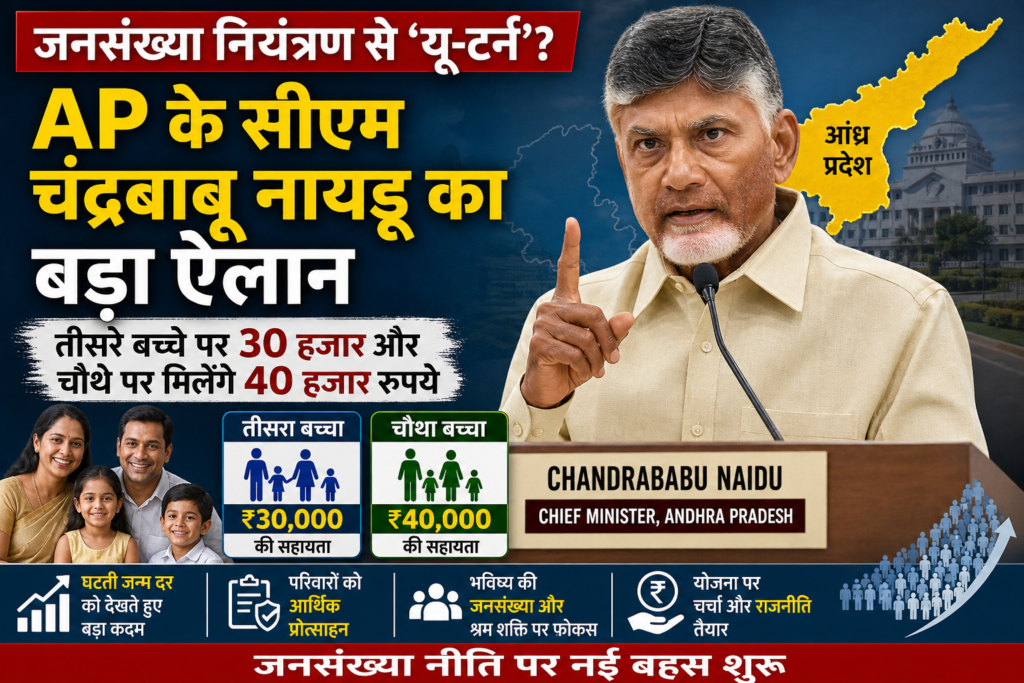 जनसंख्या नियंत्रण से ‘यू-टर्न’? AP के सीएम चंद्रबाबू नायडू का बड़ा ऐलान, तीसरे बच्चे पर ₹30 हजार और चौथे पर मिलेंगे ₹40 हजार!