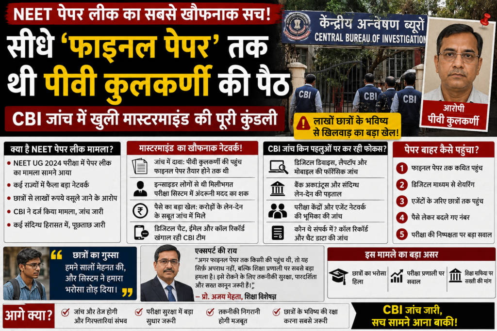 NEET पेपर लीक का सबसे खौफनाक सच: ‘फाइनल पेपर’ तक थी पीवी कुलकर्णी की पहुंच? CBI जांच में खुली कथित मास्टरमाइंड की पूरी कुंडली