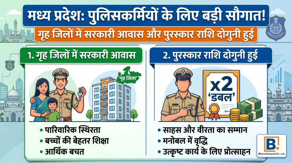 मध्य प्रदेश पुलिस के लिए ‘स्वर्ण युग’: अब अपने गृह जिले में मिलेगा सरकारी आवास और पुरस्कार राशि भी हुई दोगुनी