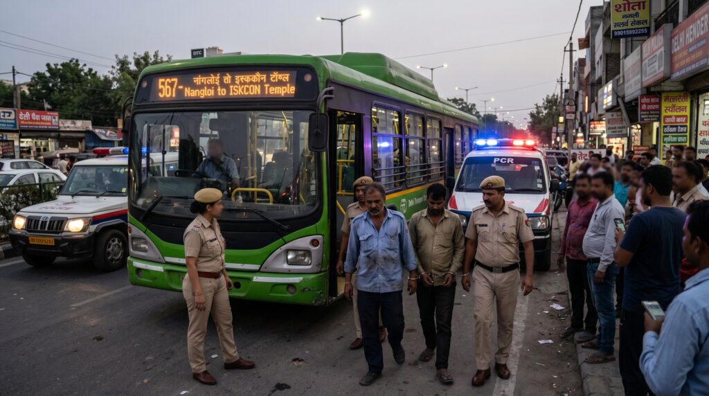 दिल्ली फिर शर्मसार: चलती बस में महिला से हैवानियत, नांगलोई में पुलिस ने आरोपी ड्राइवर-कंडक्टर को दबोचा