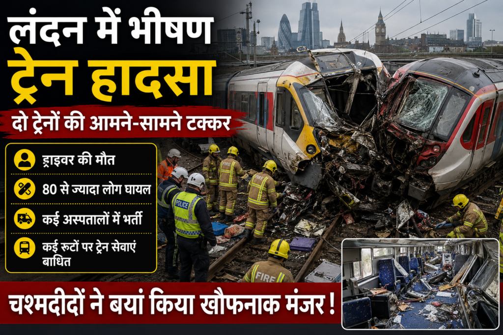 लंदन में भीषण ट्रेन हादसा: दो ट्रेनों की आमने-सामने टक्कर में ड्राइवर की मौत, 80 से ज्यादा लोग घायल; चश्मदीदों ने बयां किया खौफनाक मंजर