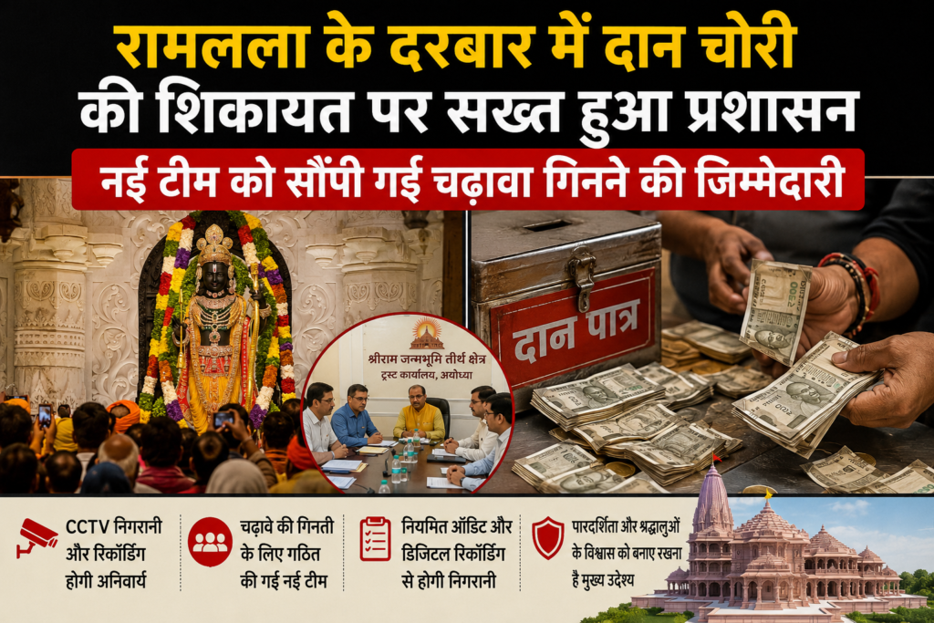रामलला के दरबार में दान चोरी की शिकायत पर सख्त हुआ प्रशासन, नई टीम को सौंपी गई चढ़ावा गिनने की जिम्मेदारी