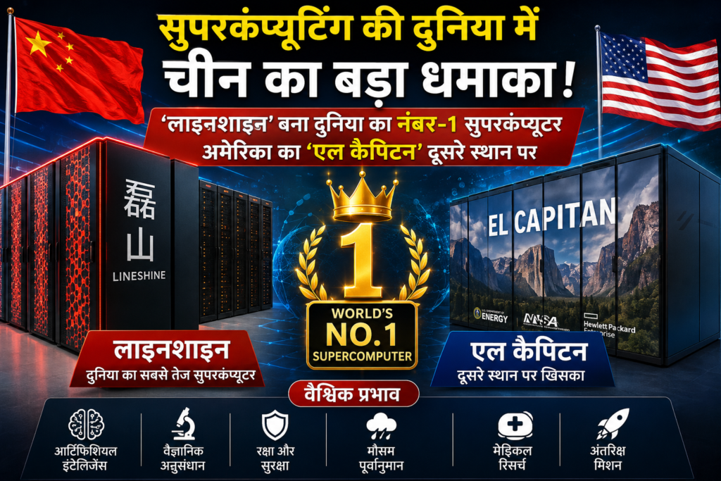 सुपरकंप्यूटिंग की दुनिया में चीन का बड़ा धमाका: ‘लाइनशाइन’ बना दुनिया का नंबर-1 सुपरकंप्यूटर, अमेरिका का ‘एल कैपिटन’ दूसरे स्थान पर