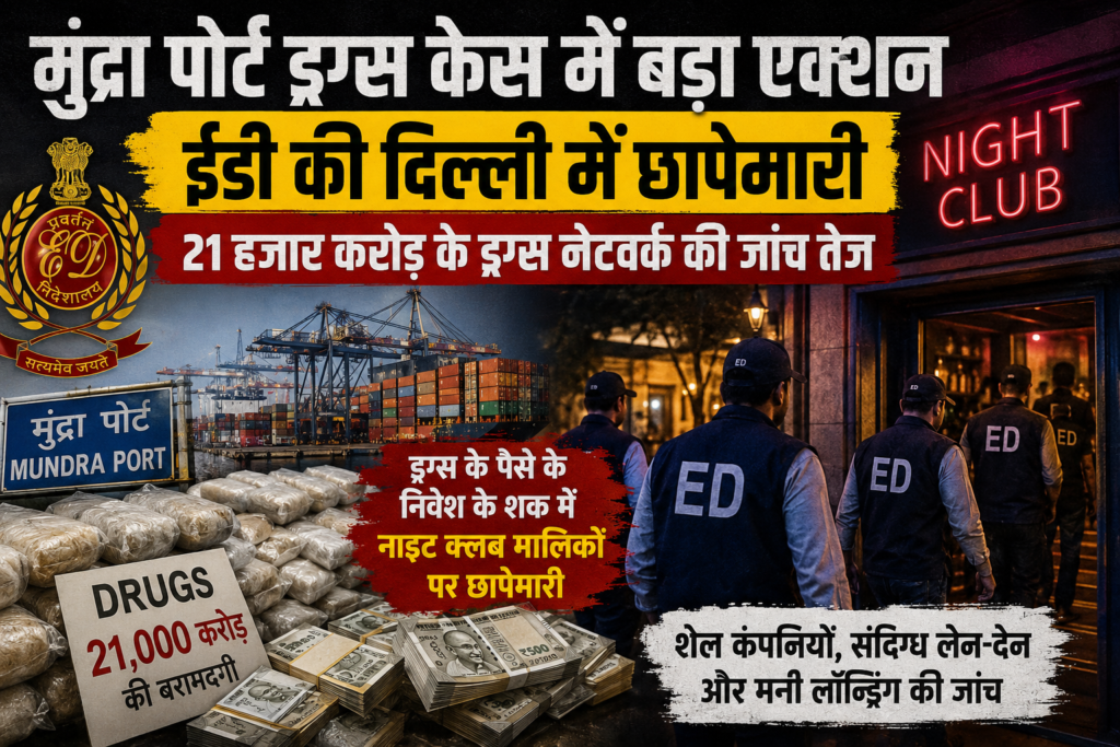 मुंद्रा पोर्ट ड्रग्स केस: 21 हजार करोड़ के नशे के नेटवर्क की तलाश में ईडी, दिल्ली के नाइट क्लब मालिकों के ठिकानों पर बड़ी छापेमारी